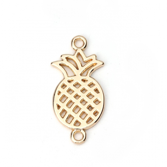 Immagine di Lega di Zinco Connettore Accessori Ananas Oro Placcato 26mm x 13mm, 20 Pz