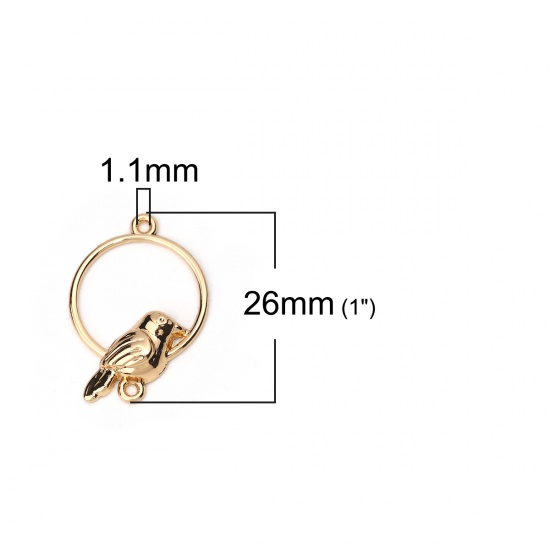 Picture of Zinc Based Alloy Connectors Circle Ring Gold Plated Bird 26mm x 18mm, 10 PCs