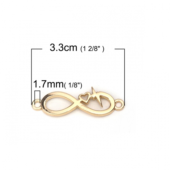 Image de Connecteurs en Alliage de Zinc Symbole"Infini" Doré Electrocardiogramme 33mm x 11mm, 10 Pcs