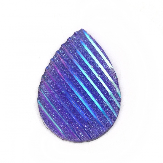 Изображение Resin AB Rainbow Color Aurora Borealis Dome Seals Cabochon Drop Blue Violet Stripe Pattern Glitter 25mm(1") x 18mm( 6/8"), 30 PCs