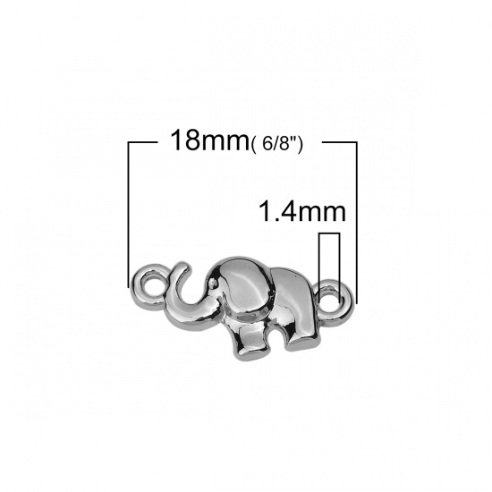 Immagine di Lega di Zinco Connettore Accessori Elefante Tono Argento 18mm x 8mm, 20 Pz