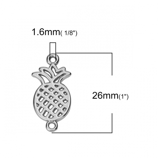 Immagine di Lega di Zinco Connettore Accessori Ananas Tono Argento 26mm x 13mm, 20 Pz