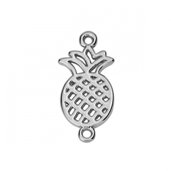 Immagine di Lega di Zinco Connettore Accessori Ananas Tono Argento 26mm x 13mm, 20 Pz