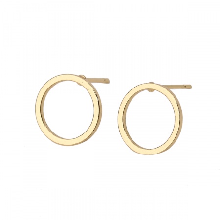 Messing Ohrring Ohrstecker Echtgold plattiert Ring 12mm D., Drahtstärke: (20 gauge), 6 Stück