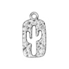 Picture of Zinc Based Alloy Hammered Charms Rectangle Antique Silver Cactus 23mm( 7/8") x 12mm( 4/8"), 50 PCs