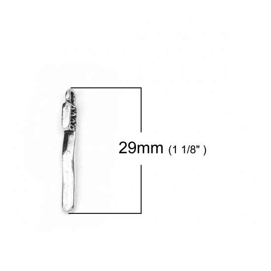 Picture of Zinc Based Alloy Charms Toothbrush Antique Silver 29mm(1 1/8") x 5mm( 2/8"), 50 PCs