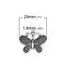 Изображение Zinc Based Alloy Charms Butterfly Animal Antique Silver 25mm(1") x 21mm( 7/8"), 30 PCs