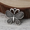 Zinc Based Alloy Charms Butterfly Animal Antique Silver 25mm(1") x 21mm( 7/8"), 30 PCs の画像