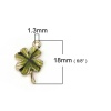 Immagine di Lega di Zinco Charms Trifoglio del quattro-foglio Oro Placcato Verde Smalto 18mm x 12mm , 10 Pz