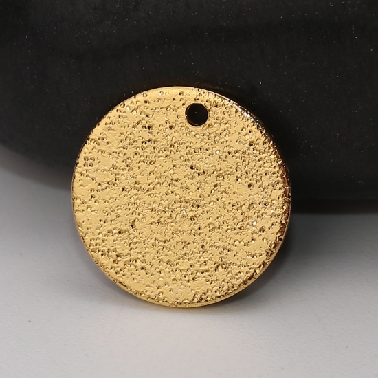 Изображение Brass Charms Round Gold Plated Sparkledust 12mm( 4/8") Dia, 10 PCs                                                                                                                                                                                            