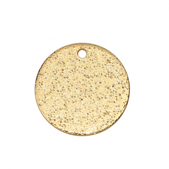 Immagine di Ottone Charms Tondo Oro Placcato Polvere di Stelle 12mm Dia., 10 Pz