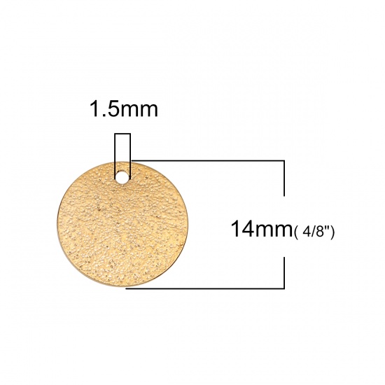 Bild von Messing Charms Rund Vergoldet Sternenstaub 14mm D., 10 Stück