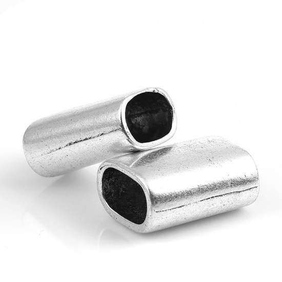 Immagine di Lega di Zinco Perline Addetti Cinturini per Orologi Rettangolo Argento Antico Circa 19mm x 14mm, Foro: Circa 11mm x 6mm, 10 Pz