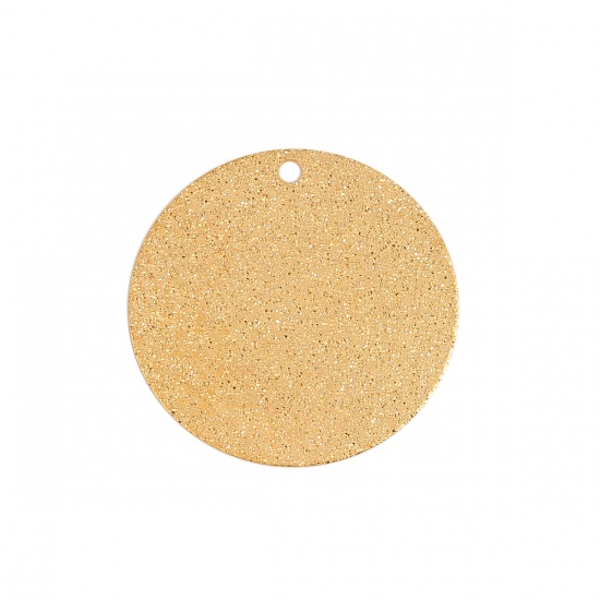Immagine di Ottone Charms Tondo Oro Placcato Polvere di Stelle 25mm Dia., 10 Pz