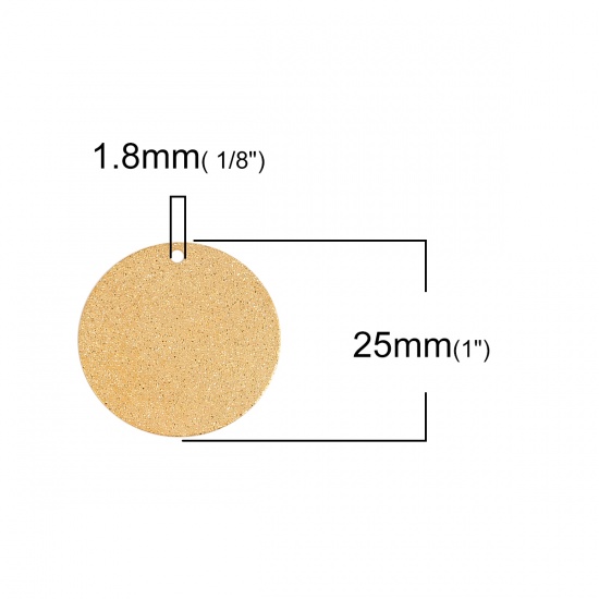 Immagine di Ottone Charms Tondo Oro Placcato Polvere di Stelle 25mm Dia., 10 Pz