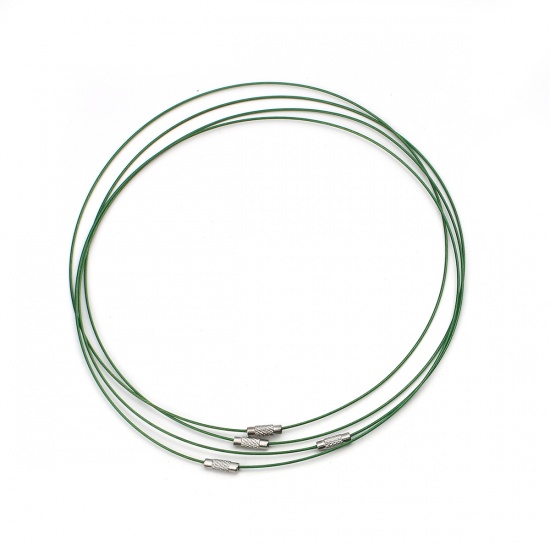 Picture of Steel Wire Wire Collar Neck Ring Necklace Green 46cm(18 1/8") long, 10 PCs
