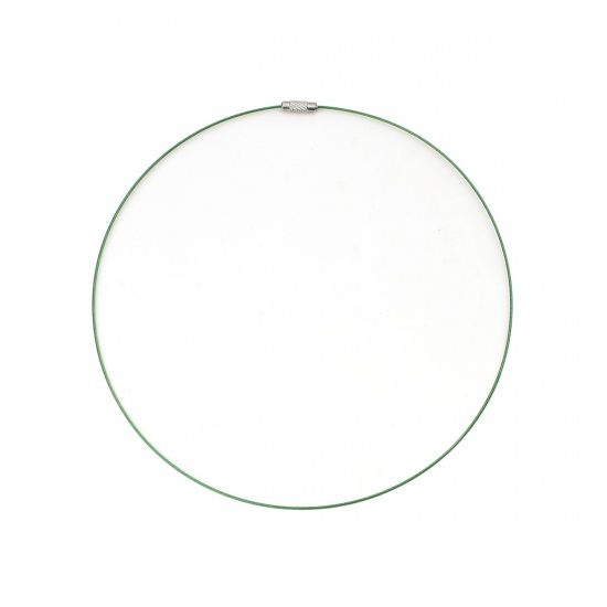Picture of Steel Wire Wire Collar Neck Ring Necklace Green 46cm(18 1/8") long, 10 PCs