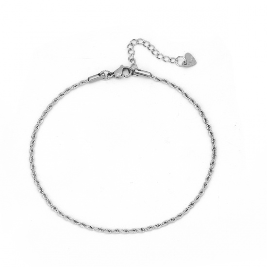 Bild von 304 Edelstahl Zopfkette Kette Armband Silberfarbe 23.5cm lang, 1 Strang
