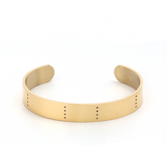Picture of 304 Stainless Steel Open Cuff Bangles Bracelets Gold Plated 15cm(5 7/8") long, 1 Piece