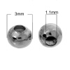 Immagine di Lega di Ferro Perle di Semi Palla Tono Argento Nulla Disegno Circa 3mm Dia, Foro:Circa 1.1mm, 1000 Pz