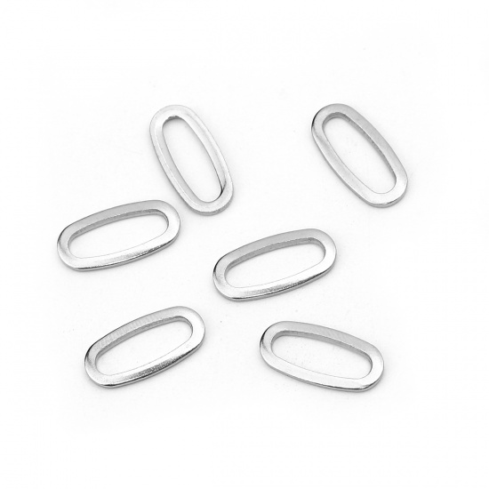 Picture of 304 Stainless Steel Connectors Oval Silver Tone 16mm( 5/8") x 8mm( 3/8"), 20 PCs