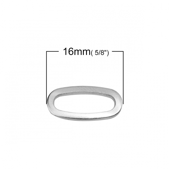 Picture of 304 Stainless Steel Connectors Oval Silver Tone 16mm( 5/8") x 8mm( 3/8"), 20 PCs