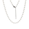 Imagen de 304 Acero Inoxidable & Acrílico Collares Tono de Plata Blanco Imitación de perla 45cm longitud, 1 Unidad