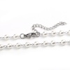 Bild von 304 Edelstahl & Acryl Halskette Silberfarbe Weiß Imitat Perle 45cm lang, 1 Strang