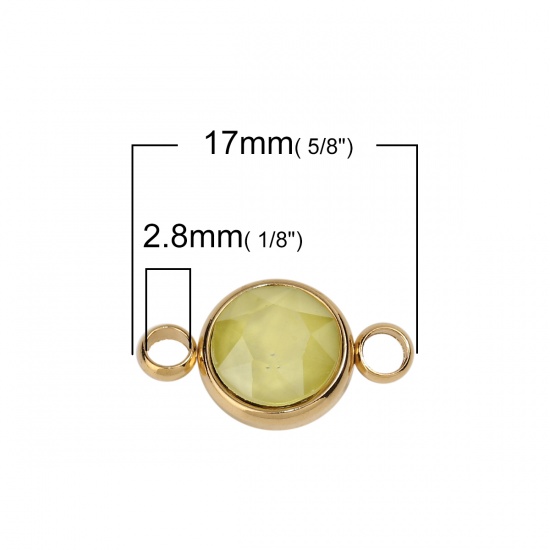 Picture of 304 Stainless Steel & Glass Connectors Round Gold Plated Yellow Faceted 17mm x 10mm, 1 Piece
