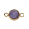 Picture of 304 Stainless Steel & Glass Connectors Round Gold Plated Blue Violet Faceted 17mm x 10mm, 1 Piece