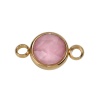 Picture of 304 Stainless Steel & Glass Connectors Round Gold Plated Pink Faceted 17mm x 10mm, 1 Piece