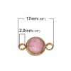 Picture of 304 Stainless Steel & Glass Connectors Round Gold Plated Pink Faceted 17mm x 10mm, 1 Piece
