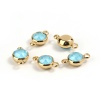 Picture of 304 Stainless Steel & Glass Connectors Round Gold Plated Blue Faceted 17mm x 10mm, 1 Piece