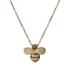 Picture of 304 Stainless Steel Necklace Gold Plated Bee Animal Black Rhinestone 45.5cm(17 7/8") long, 1 Piece