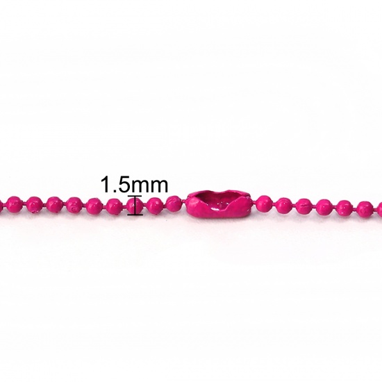 Picture of Iron Based Alloy Ball Chain Necklace Fuchsia 59cm(23 2/8") long, Chain Size: 1.5mm, 1 Packet ( 10 PCs/Packet)