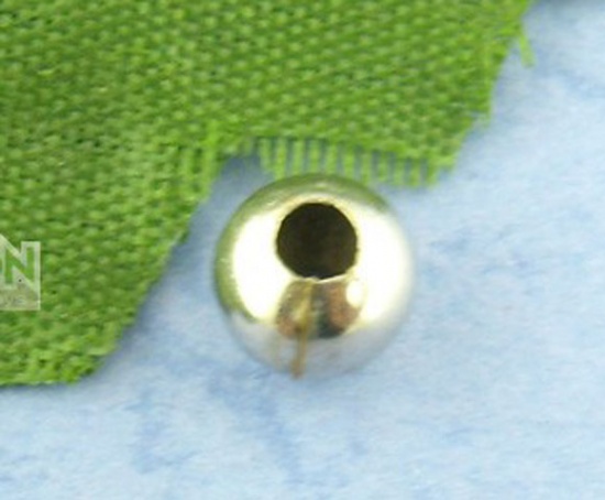 Picture of Metal Spacer Beads Round Silver Tone Hole: 0.8mm, 2.4mm( 1/8") Dia., 2000 PCs