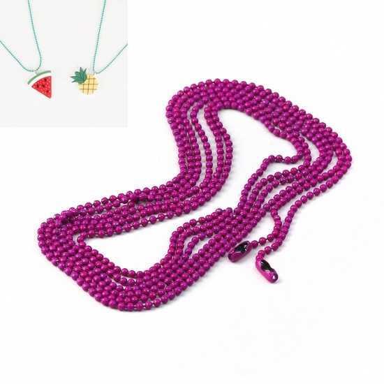 Picture of Iron Based Alloy Ball Chain Necklace Purple 59cm(23 2/8") long, Chain Size: 1.5mm, 1 Packet ( 10 PCs/Packet)