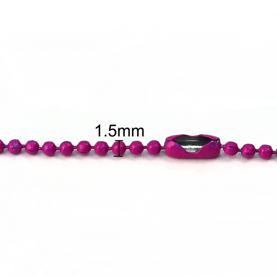Picture of Iron Based Alloy Ball Chain Necklace Purple 59cm(23 2/8") long, Chain Size: 1.5mm, 1 Packet ( 10 PCs/Packet)