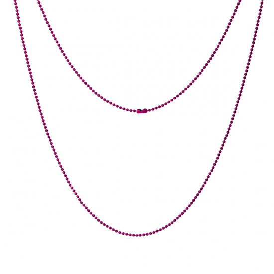 Immagine di Lega di Ferro Catena a Pallini Collana Colore Viola 59cmLunghezza, Dimensione della Catena: 1.5mm 1 Pacchetto ( 10 Pz/Pacco)