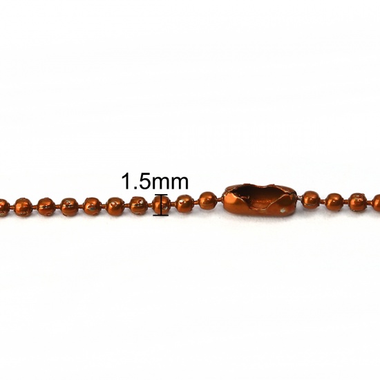 Picture of Iron Based Alloy Ball Chain Necklace Coffee 59cm(23 2/8") long, Chain Size: 1.5mm, 1 Packet ( 10 PCs/Packet)