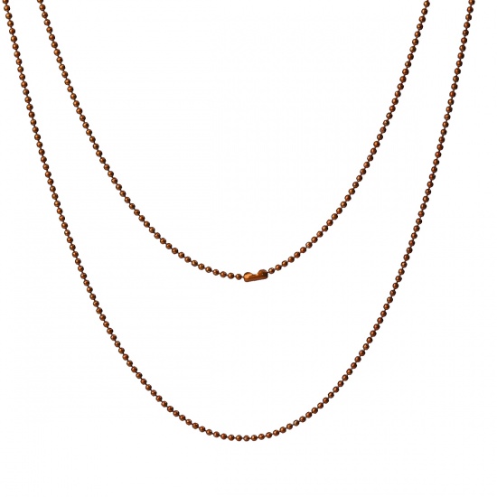 Picture of Iron Based Alloy Ball Chain Necklace Coffee 59cm(23 2/8") long, Chain Size: 1.5mm, 1 Packet ( 10 PCs/Packet)