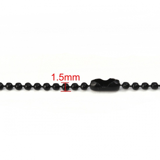 Picture of Iron Based Alloy Ball Chain Necklace Black 59cm(23 2/8") long, Chain Size: 1.5mm, 1 Packet ( 10 PCs/Packet)
