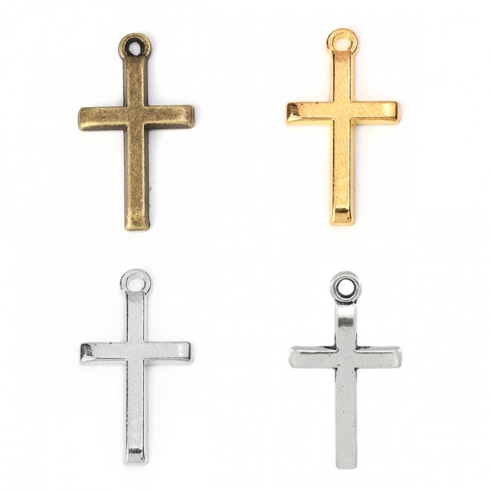 Picture of Zinc Based Alloy Charms Cross Gold Plated 24mm x 14mm, 905 PCs/1000g