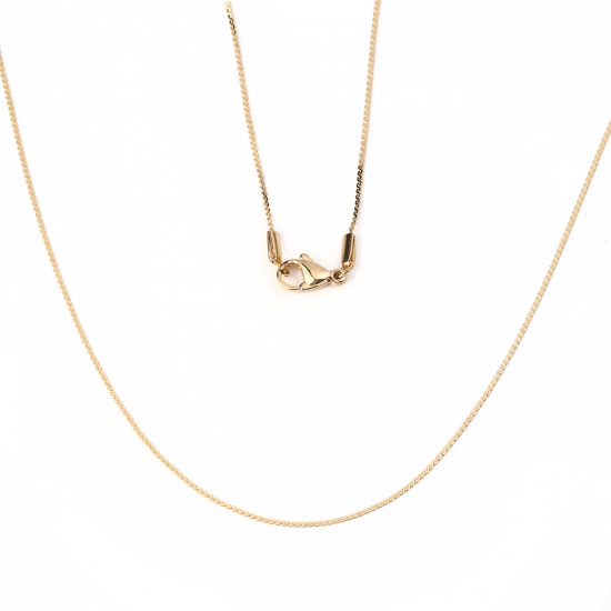 Picture of 304 Stainless Steel Link Chain Necklace S-shape Gold Plated 50.5cm(19 7/8") long, Chain Size: 1mm, 1 Piece