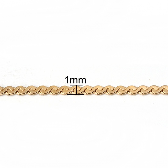 Imagen de 1 Unidad Enchapado al Vacío 304 Acero Inoxidable Cadenas Collares En forma de S Chapado en Oro 50.5cm longitud, Cadena: 1mm