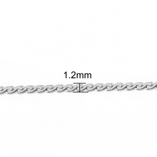Picture of 304 Stainless Steel Link Chain Necklace S-shape Silver Tone 50.5cm(19 7/8") long, Chain Size: 1.2mm, 1 Piece