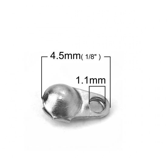 Bild von 304 Edelstahl Quetschkalotten Silberfarbe (Für 2mm Kugelkette) 4.5mm x 2.5mm, 50 Stück