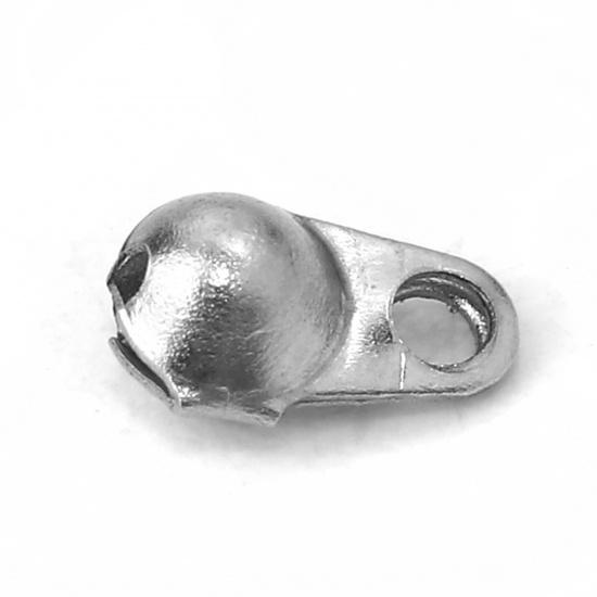 Bild von 304 Edelstahl Quetschkalotten Silberfarbe (Für 2mm Kugelkette) 4.5mm x 2.5mm, 50 Stück