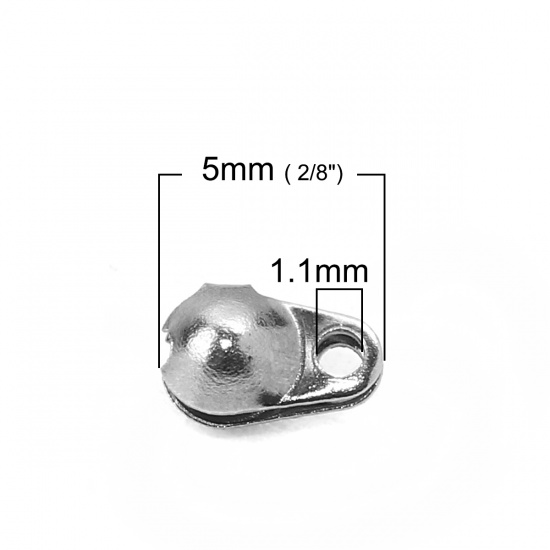 Bild von 304 Edelstahl Quetschkalotten Silberfarbe (Für 2.5mm Kugelkette) 5mm x 3mm, 50 Stück