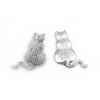 Zinc Based Alloy Embellishments Cat Animal Antique Silver 24mm(1") x 20mm( 6/8"), 20 PCs の画像